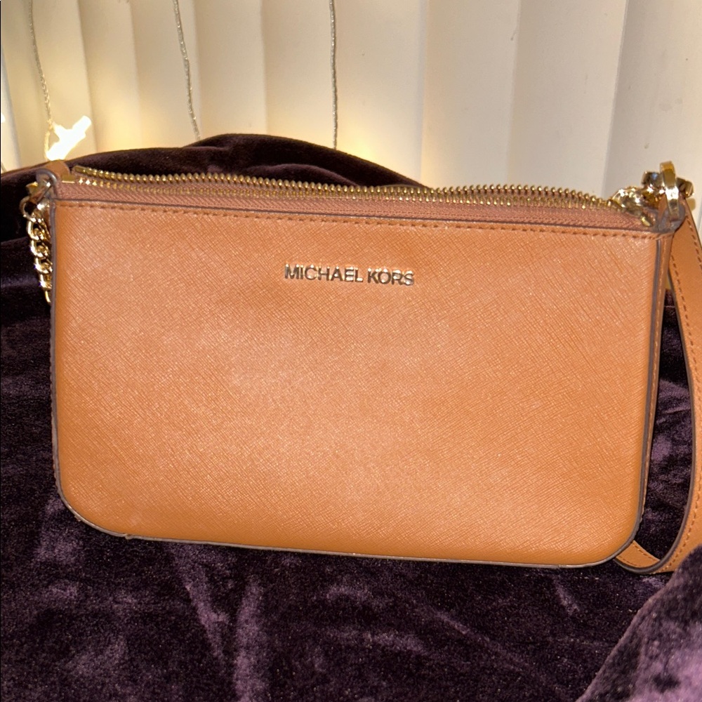 Michael Kors Brown Crossbody Bag with Gold Accents